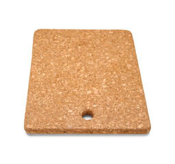 Cork cutting board on white background