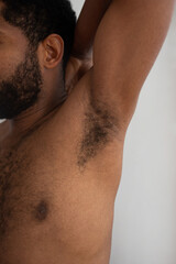 Hairy armpit of a young black man