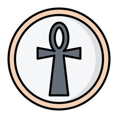 Cross Ankh Line Color icon