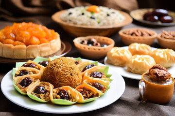 Obraz na płótnie Canvas Ramadan iftar foods. Generative Ai