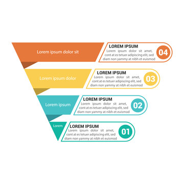 Pyramid Infographic, funnel pyramid business infographic with 5 charts. Template can be edited, recolored, editable. EPS Vector	