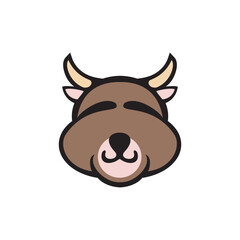 Buffalo head cartoon animal icon
