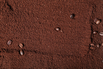 Coffee powder as background, closeup