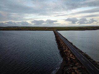 Churchill Barriers view by sunset, Orkney Islands, Scotland
