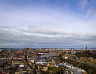 Fototapeta na wymiar Aerial view of Old city and Royal mile in Edinburgh