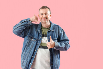 Mature man showing 
