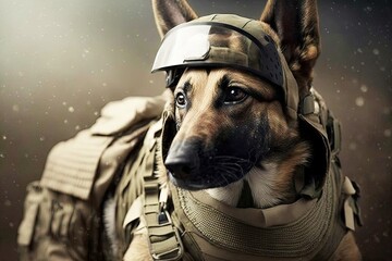 military dog in tactical glasses