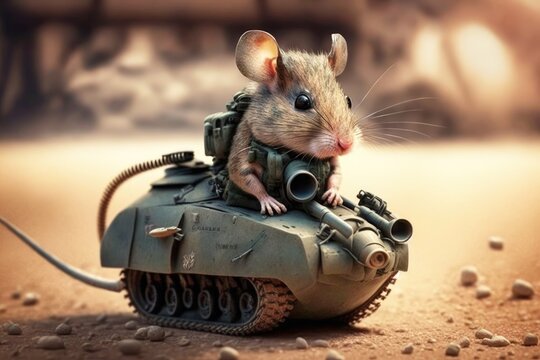 illustration of the military mouse on the tank