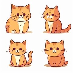 Fototapeta premium A set of cute cats, digital illustration. Generative AI.