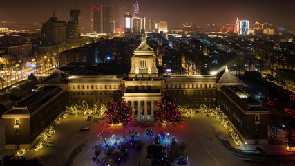 The former site of the State Council of the Puppet Manchukuo - winter night scene in Changchun, China
