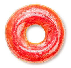 Sweet strawberry glazed donuts on white background, Delicious colorful donuts isolated on white background With clipping path.