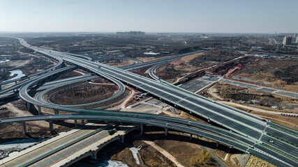 Fototapeta premium Overpass bridge under construction in Changchun, China