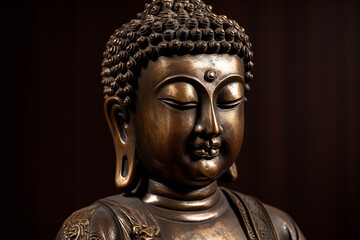 bronze meditating Buddha figurine, generative AI
