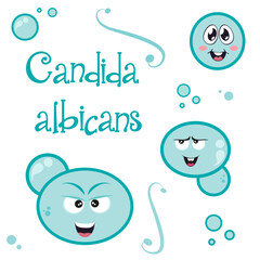 Candida albicans cartoon educational fungus vector graphic 