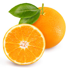 Citrus Orange fruit on white background, Orange or mandarin tangerine isolated on white background With clipping path.