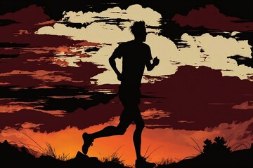 Silhouette of a Man Jogging Created by Generative AI