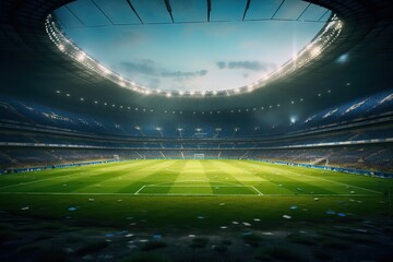 Fototapeta na wymiar huge modern football stadium, generative ai