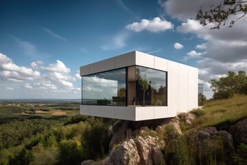 Contemporary unique villa with modern architectural design, generative ai
