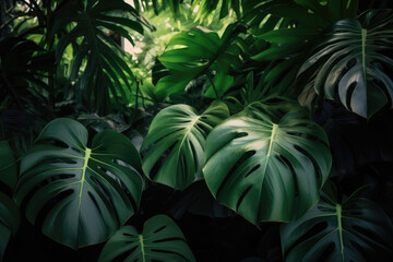 Monstera plant in tropical forest Generative AI