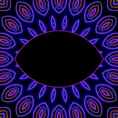Deep purple ultraviolet trippy eye mandala, fractal Indian paisley style design in violet black blue pink, symmetrical spiritual enlightenment third eye graphic 