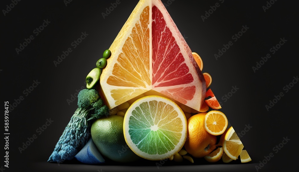Poster the electrified focus on a chromatic citrus triangle veggie generative ai