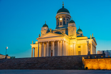 Sunrise view of the Helsinki cathedral, Finland.