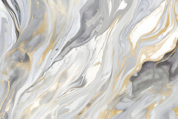 Abstract marbling background white, black and gold. Original texture. Generative AI