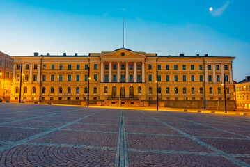 Sunrise view of Prime Minister's Office in Helsinki, Finland
