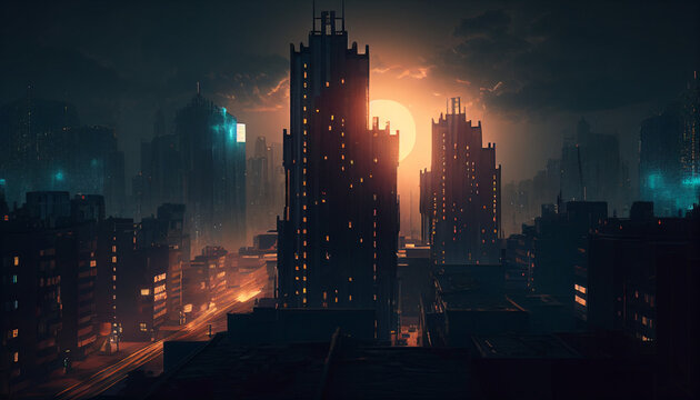 Cyberpunk Streets Illustration, Futuristic City, Dystoptic Artwork At  Night, 4k Wallpaper. Stock Photo, Picture and Royalty Free Image. Image  191177049.