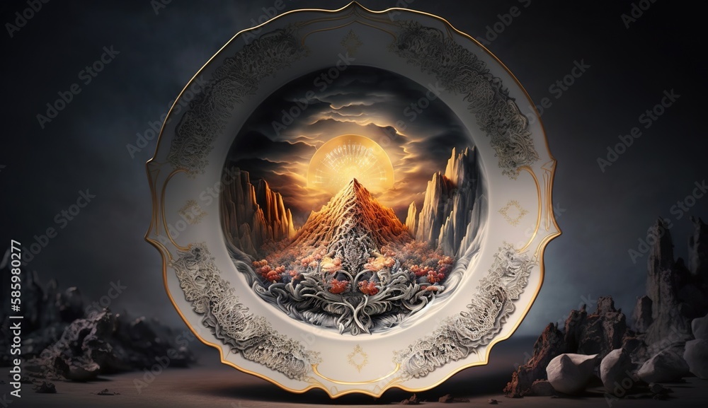 Poster the endless wonders of a spellbinding plate from beyond generative ai