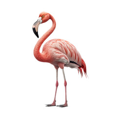 a SUMMER-themed illustration featuring an adorable isolated pink flamingo set on a transparent background and provided in PNG. Generative AI