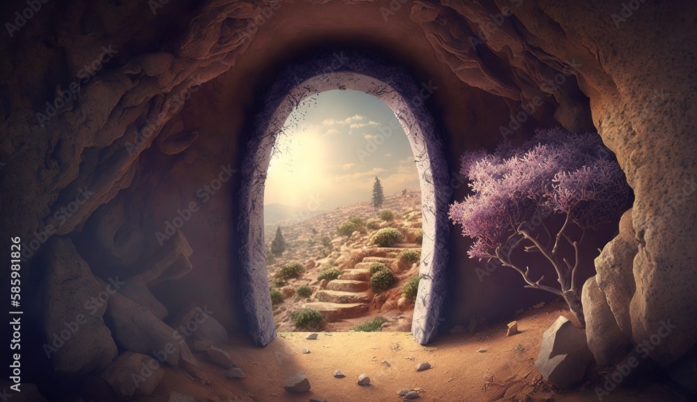 Aufkleber the magical promise of the empty tomb: a journey through a mysterious world generative ai
