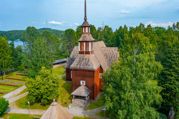 Red timber church at Keuruu, Finland
