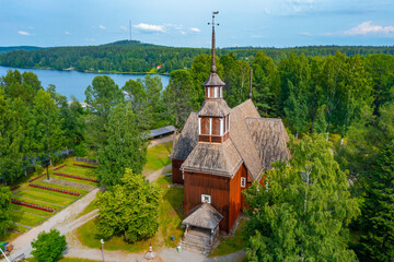 Red timber church at Keuruu, Finland