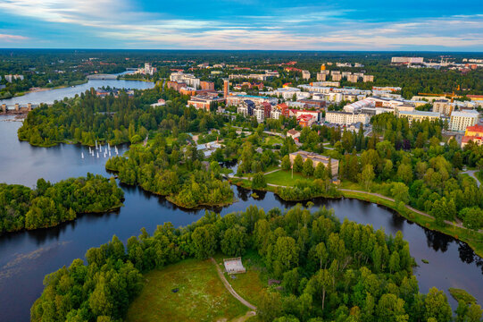 Aerial view of residential buildings in Oulu, Finland