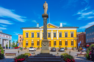 Yellow town hall in Finnish town Kokkola