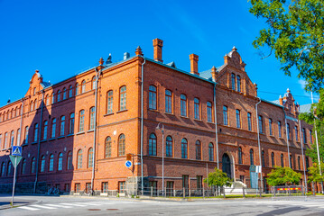 Brick building in the old town of Jakobstad, Finland