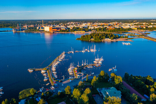Sunset panorama view of Finnish town Vaasa