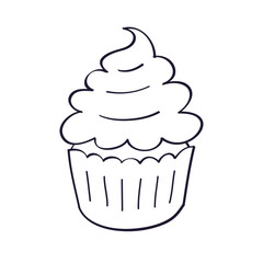 Cupcake cartoon doodle line icon