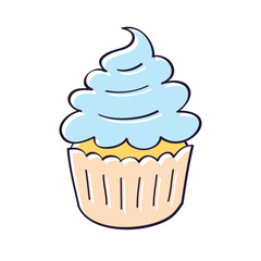 Cupcake isolated cartoon doodle vector illustration