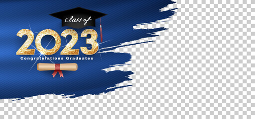Class of 2023 Vector text for graduation gold design, congratulation event, T-shirt, party, high school or college graduate. Lettering for greeting, invitation card
 - obrazy, fototapety, plakaty