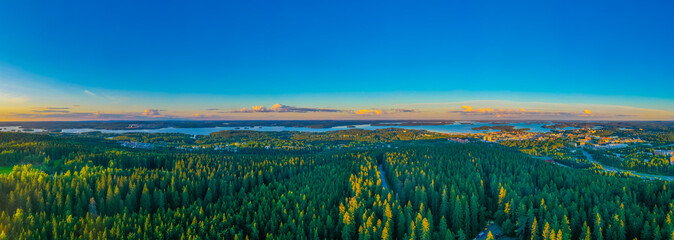 Sunset panorama of Finnish town Kuopio