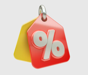 Percentage sign, 3D render. Isolated on white background.