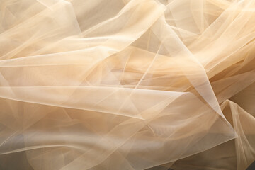 Beautiful tulle fabric as background, closeup view