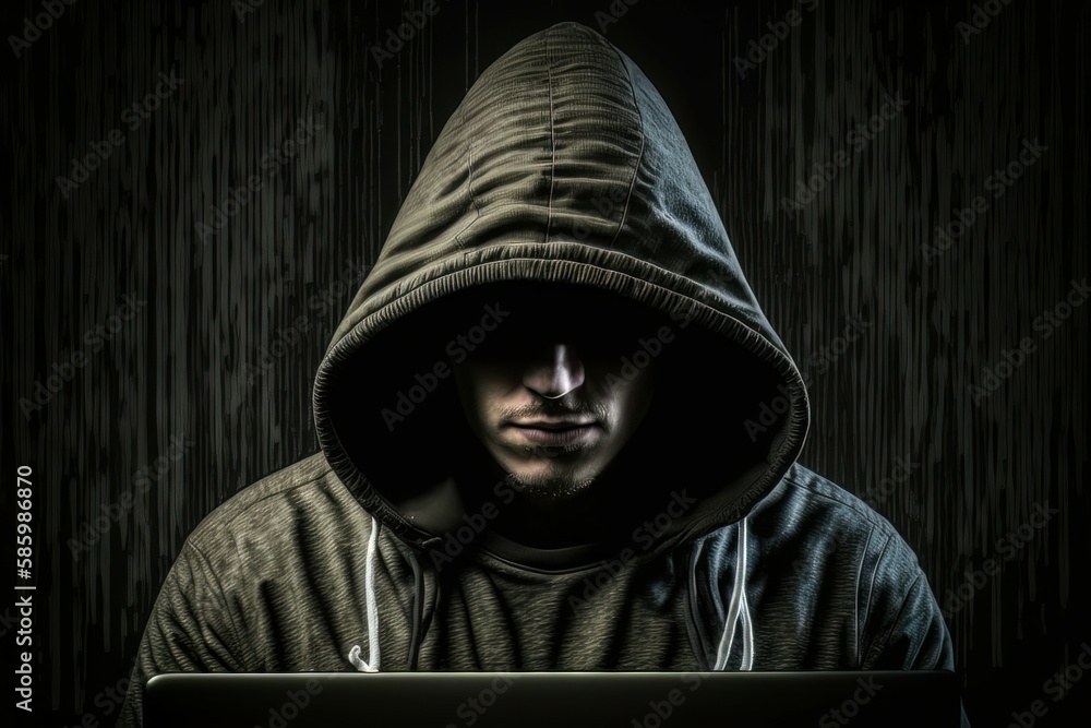 Poster web hacker in a hood. ai generated, human enhanced. background