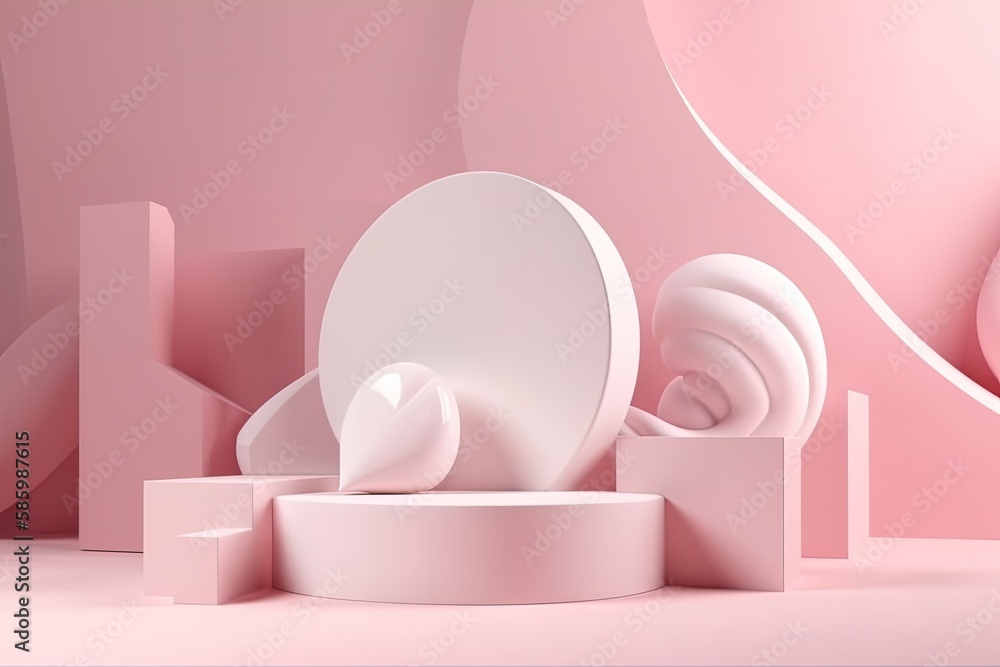 Poster illustration of white objects arranged on a table created with generative ai technology