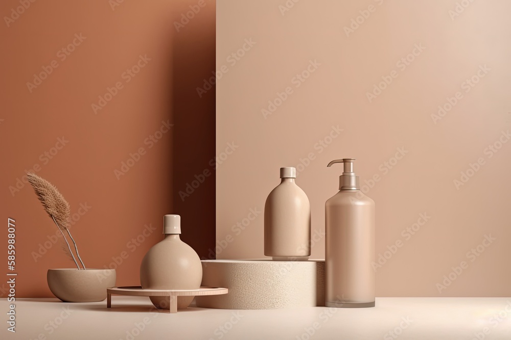 Poster cluttered table filled with various objects created with generative ai technology