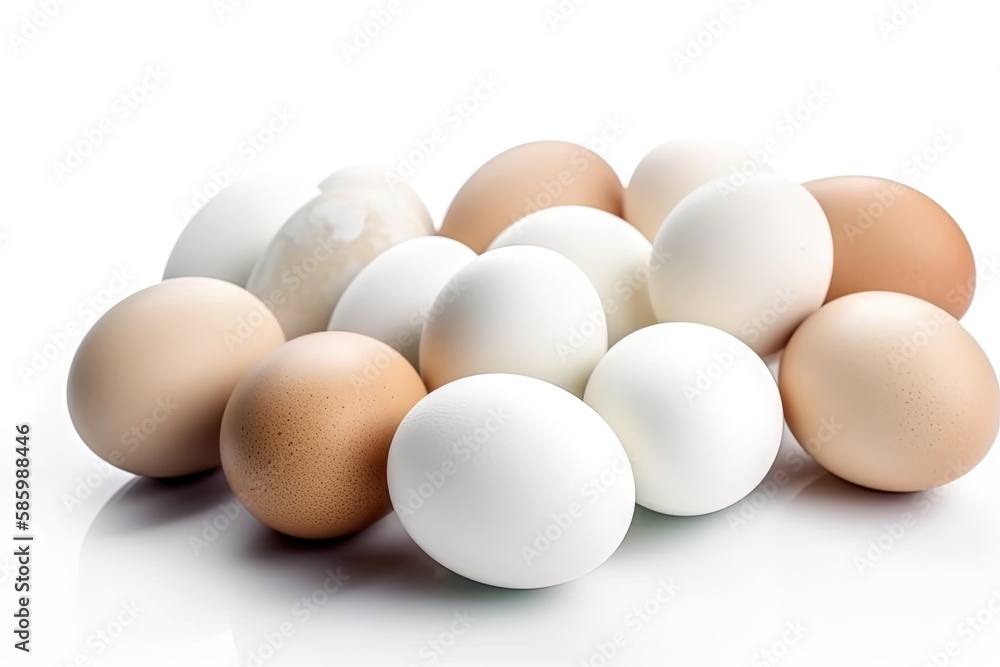 Poster stacked pile of fresh eggs created with generative ai technology