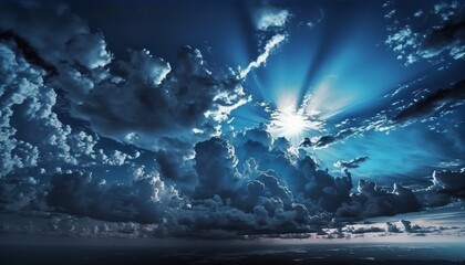 shining blue sky clouds,Generative AI
