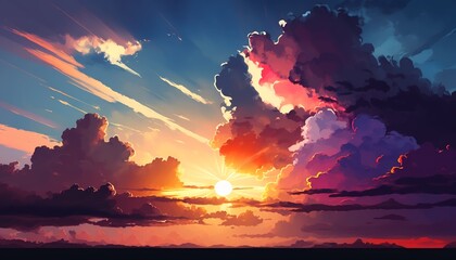 sunset sky clouds background,Generative AI